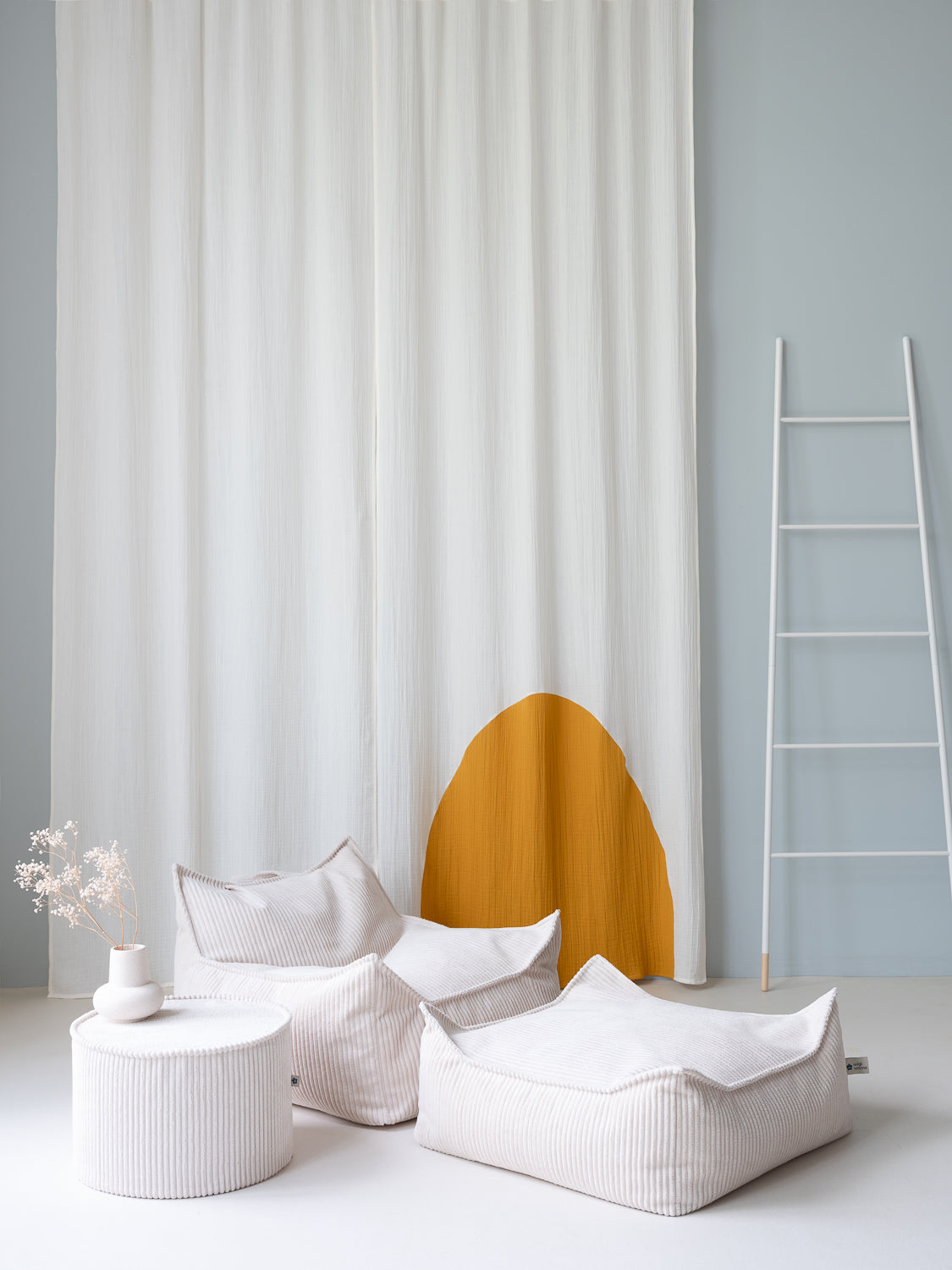Wigiwama Beanbag Chair/Zitzak met Ottoman - Marshmallow
