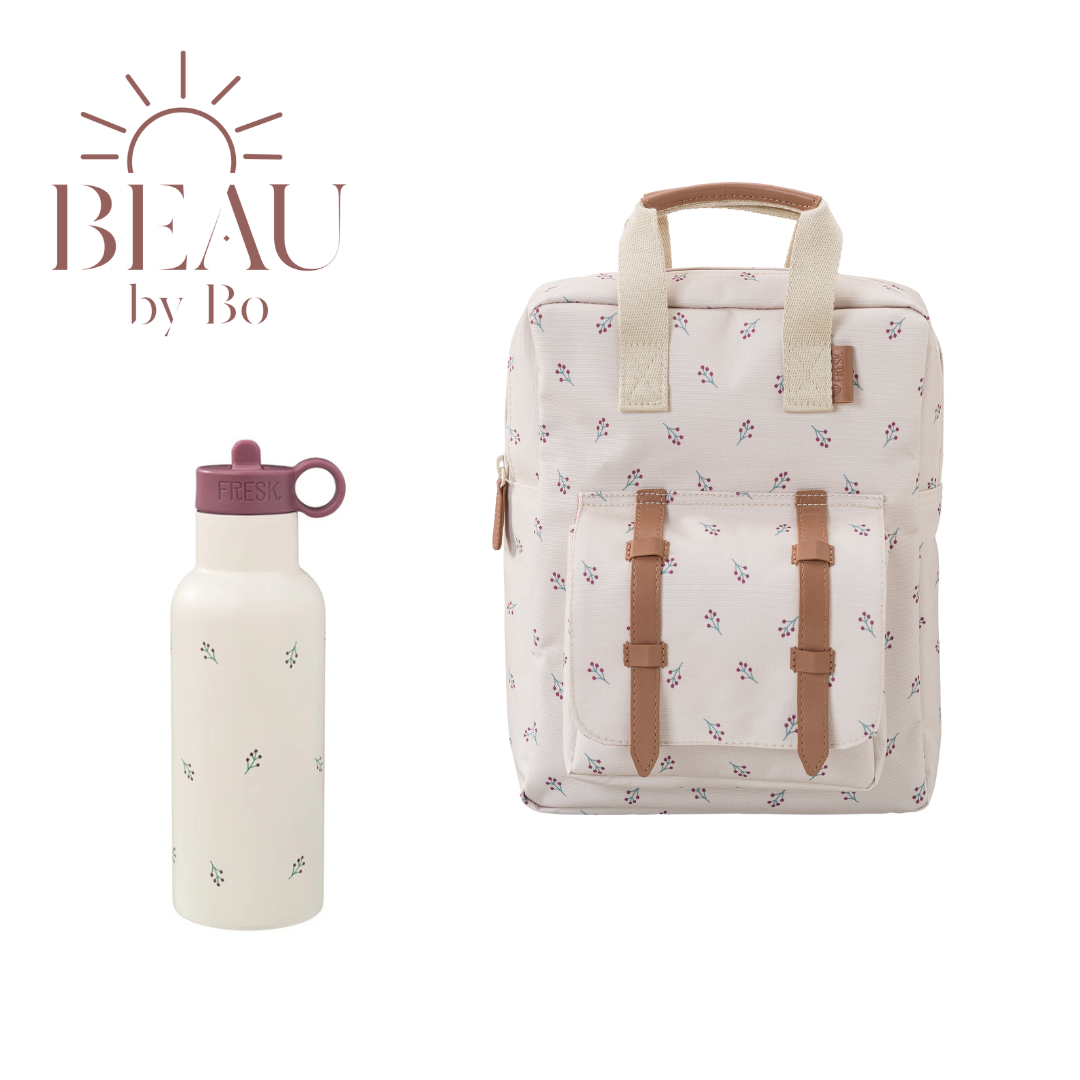 BEAU by Bo Fresk Back to School set - Rugzak + Drinkfles 500ml - Berries