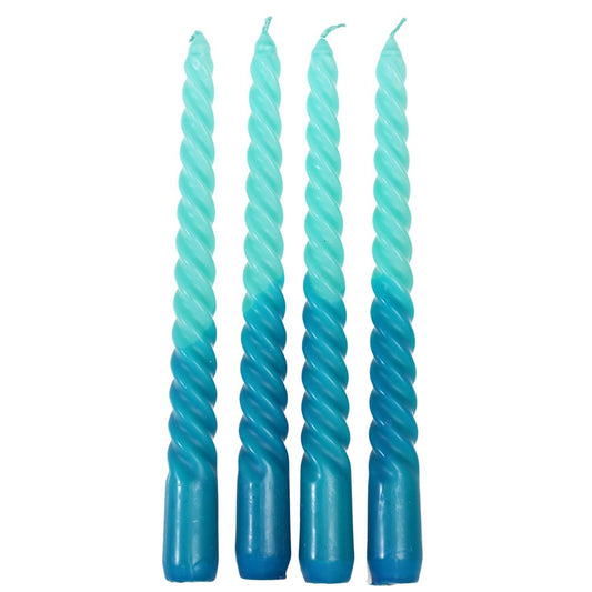 Rex Dip dye spiral candles set of 4 - Blue - Candle