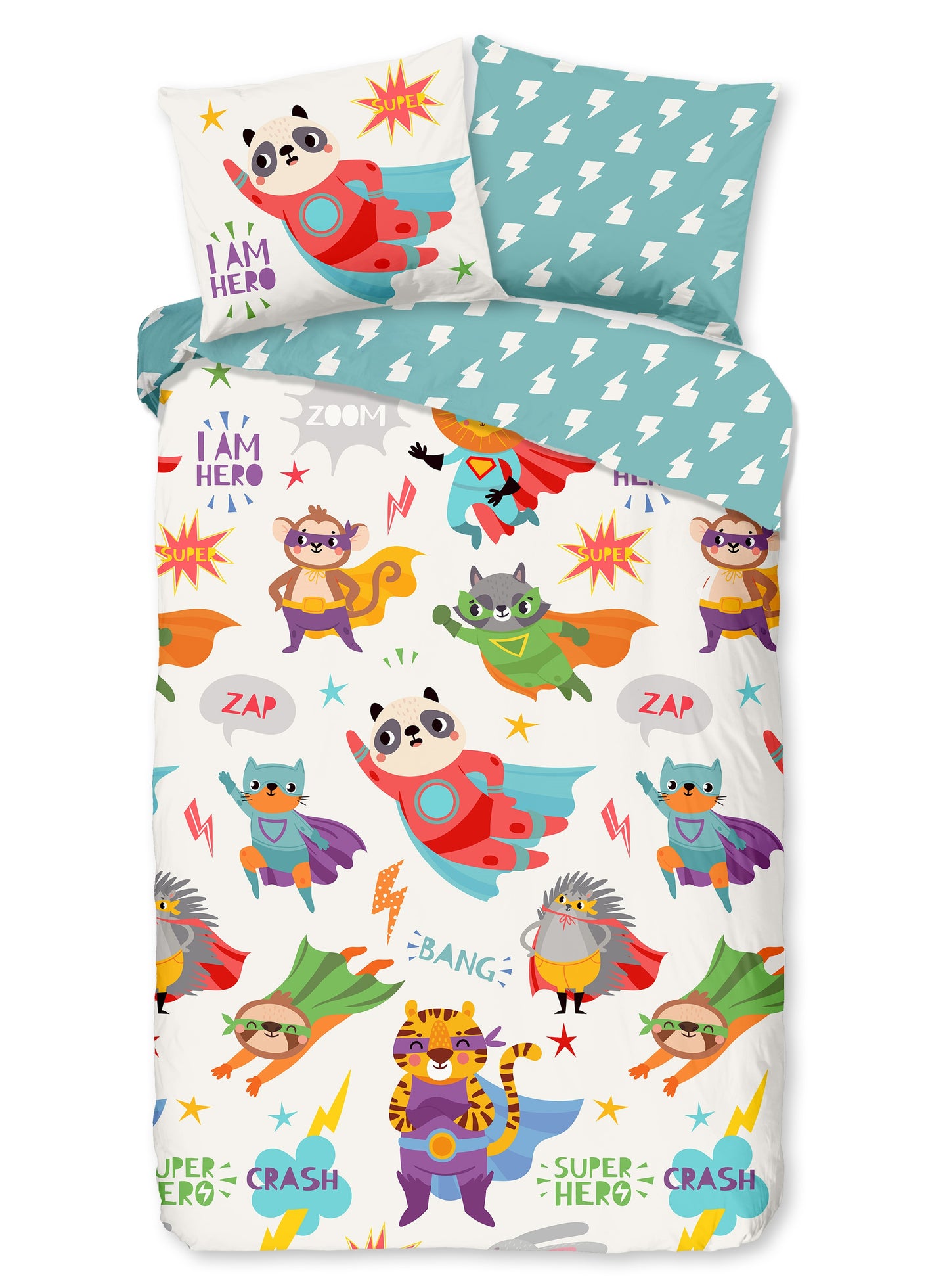 Good Morning Kids Dekbedovertrek Superhero - 140x220cm + 60x70cm - Katoen - Multi