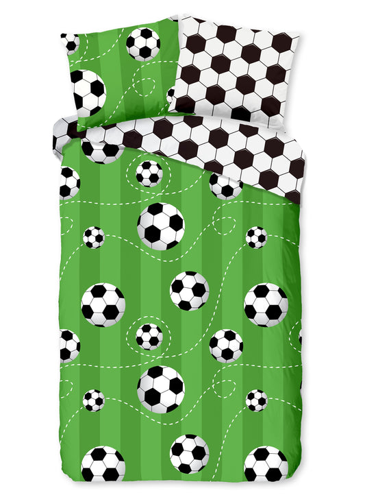 Good Morning Kids Housse de couette Soccer - 140x220cm + 60x70cm - Coton - Multi