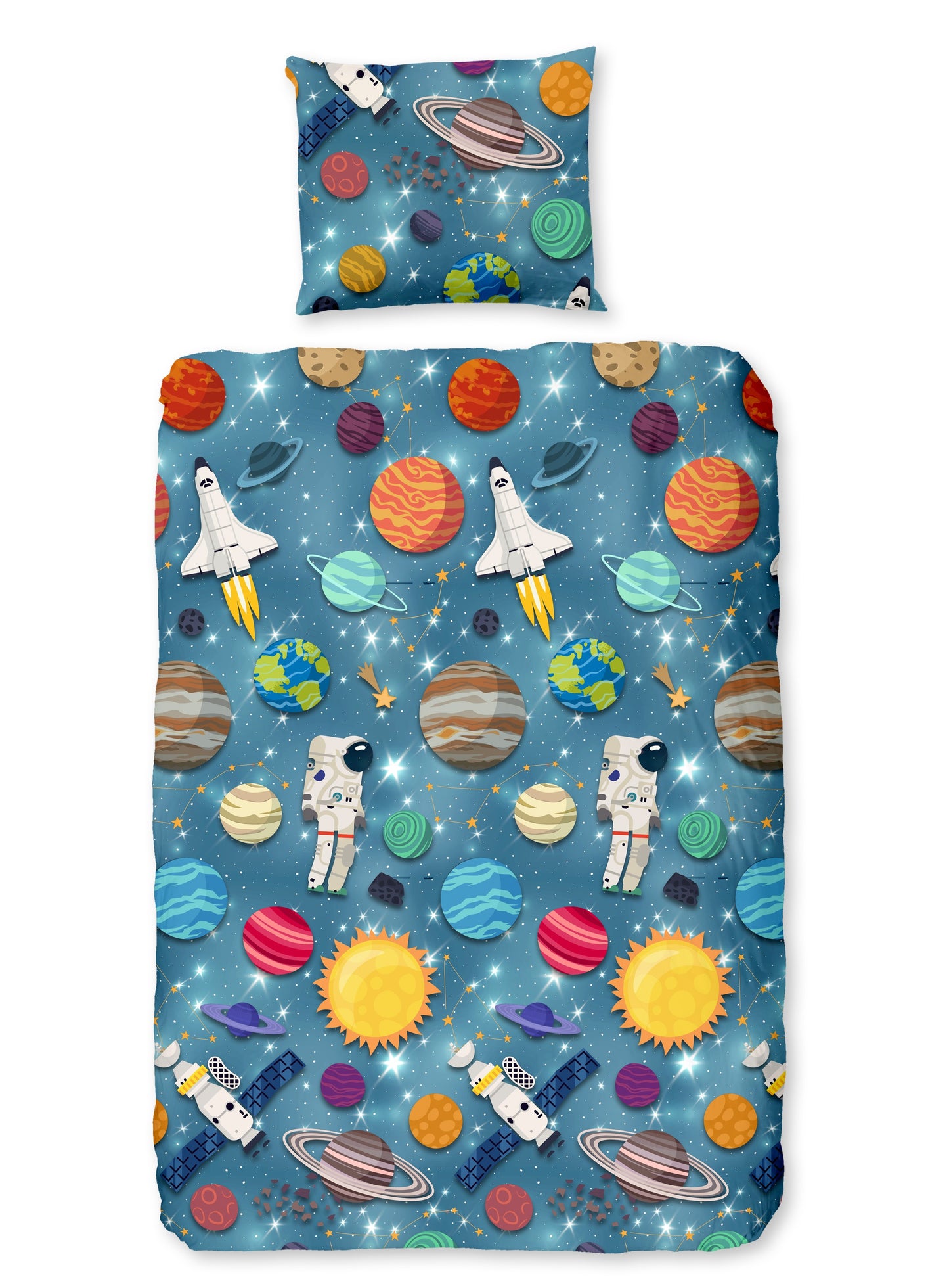 Good Morning Kids Duvet cover Spaceworld - 140x220cm + 60x70cm - Cotton - Multi