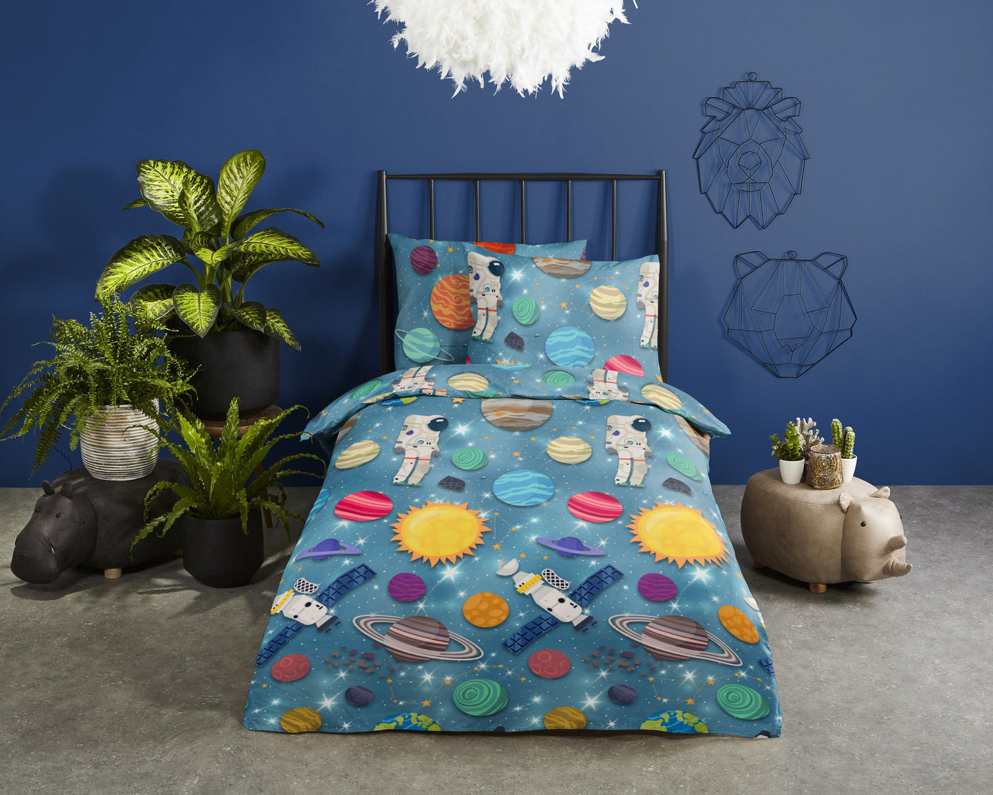 Good Morning Kids Housse de couette Spaceworld - 140x220cm + 60x70cm - Coton - Multi