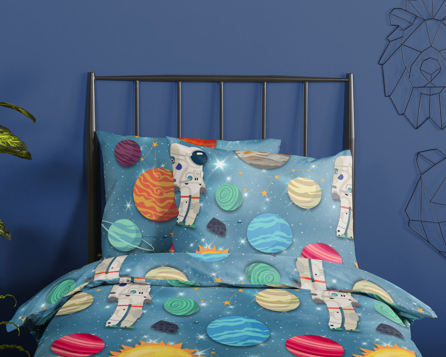 Good Morning Kids Dekbedovertrek Spaceworld - 140x220cm + 60x70cm - Katoen - Multi