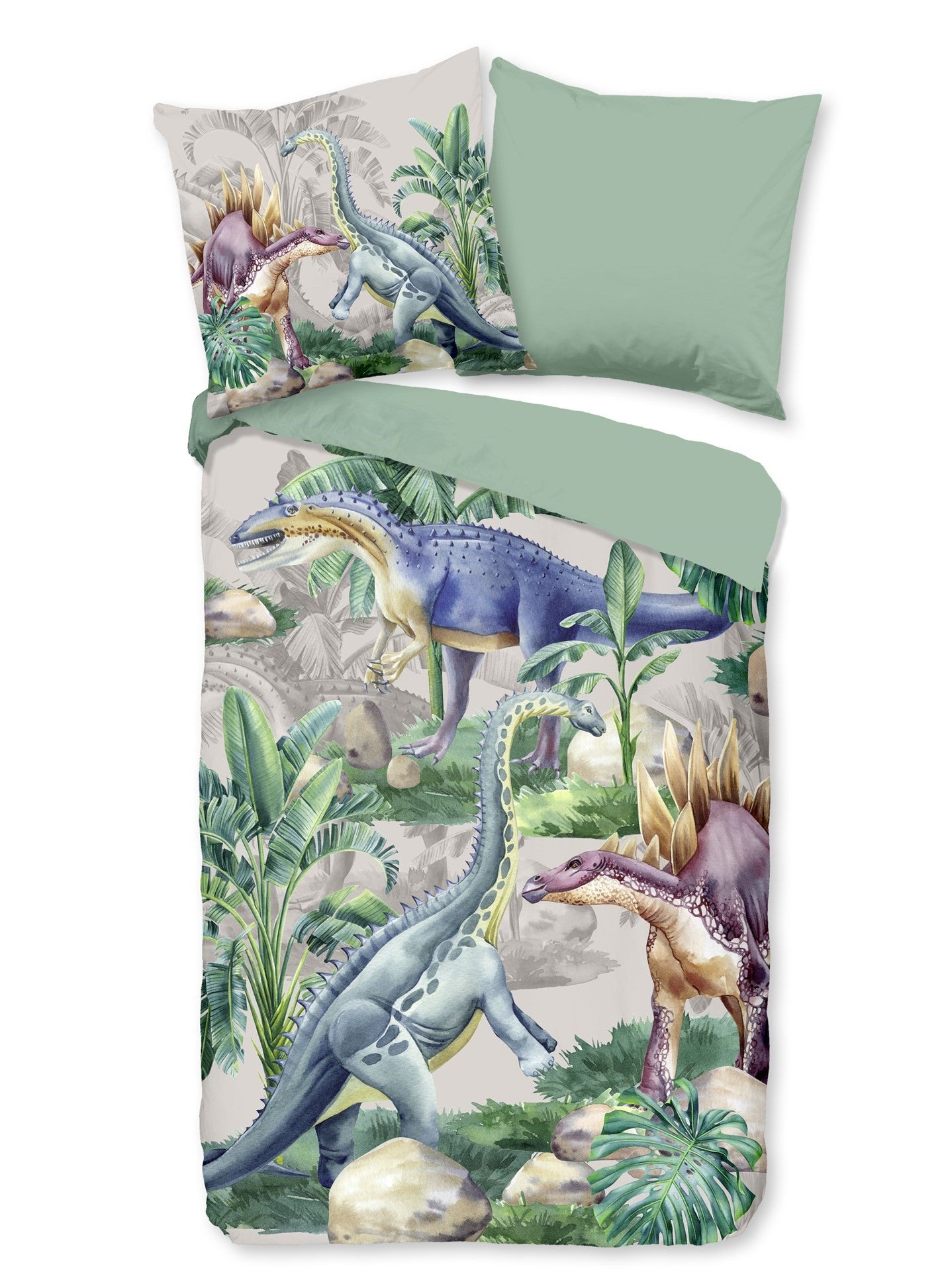 Good Morning Kids Duvet cover Dinosaurs - 140x220cm + 60x70cm - Set of 2 - Multi