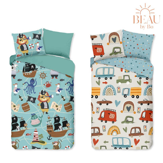 Good Morning Kids Housse de couette Terre et Mer - 140x220cm + 60x70cm - Lot de 2 - Multi