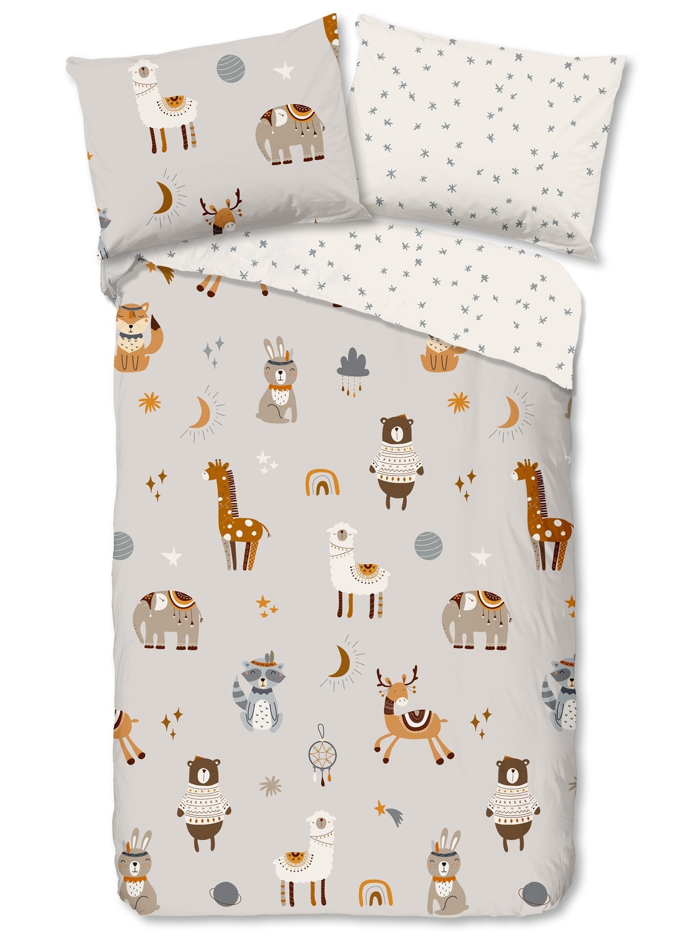 Good Morning Kids Housse de couette Savanne - 140x220cm + 60x70cm - Lot de 2 - Multi