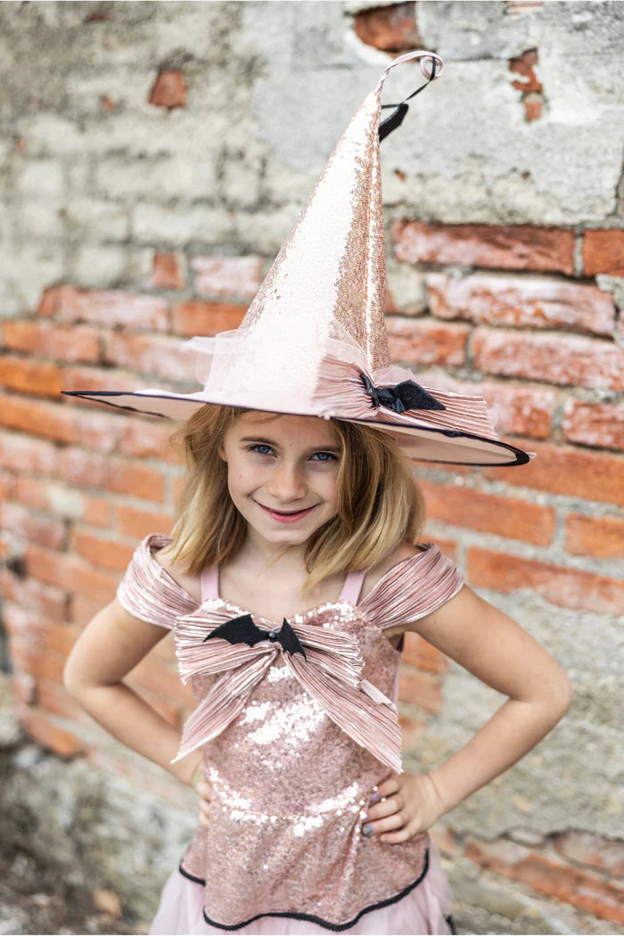 Great Pretenders Verkleedkledij Glam Witch - Heksenjurk met hoed - Roze