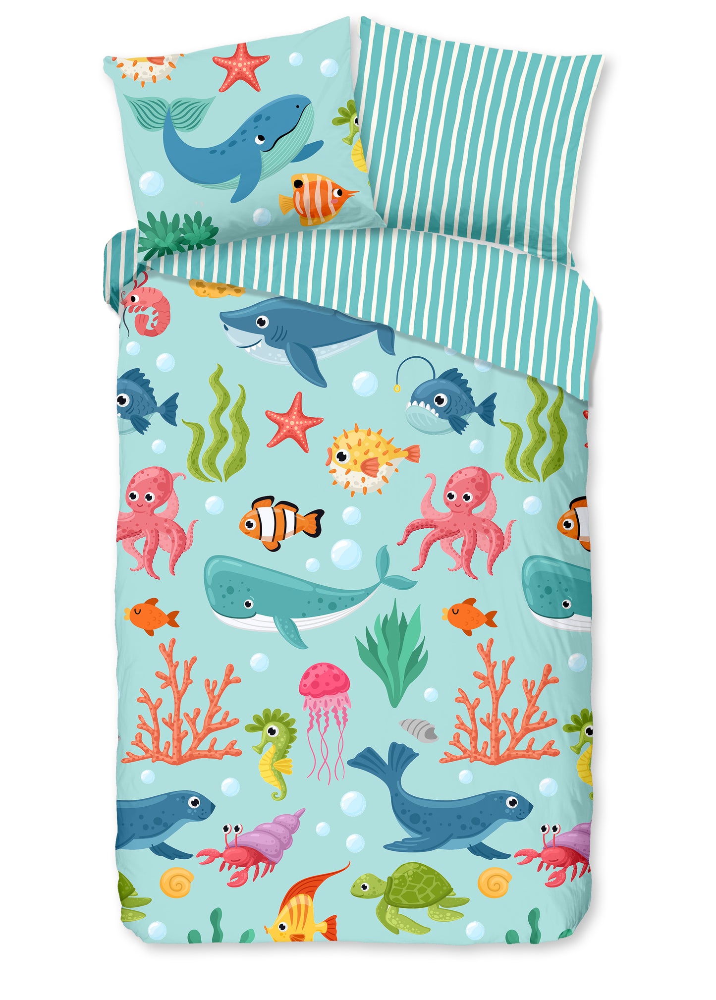 Good Morning Kids Dekbedovertrek Ocean - 140x220cm + 60x70cm - Katoen - Multi