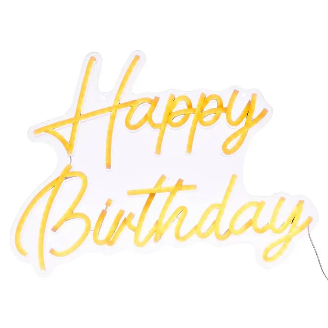 Atmosphera Happy Birthday Wandlamp Neon - 31x2x42cm - Geel