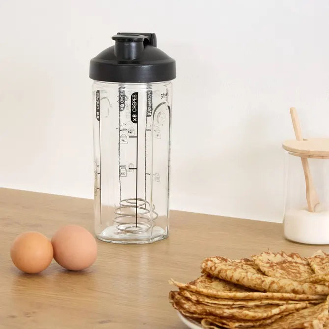 5Five Pannenkoeken Shaker - 800ml - Ø9xH23cm - Glas - Zwart