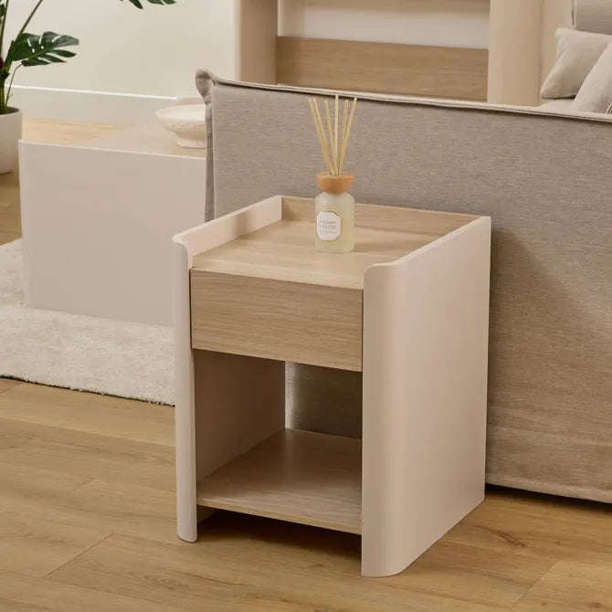 5Five Roundy Nachttafel - Bijzettafel - 40x40x50cm - Beige