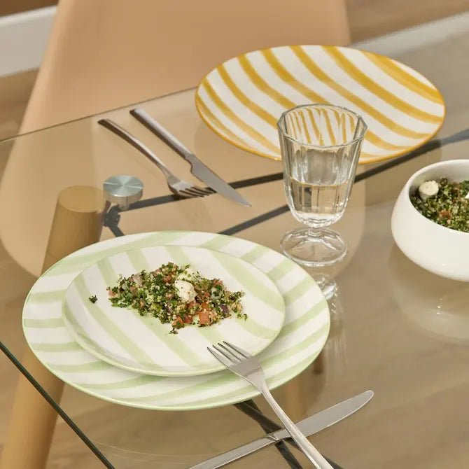 Secret de Gourmet Charlie Plat bord Ø19cm - Set van 6 stuks - Groen/Wit