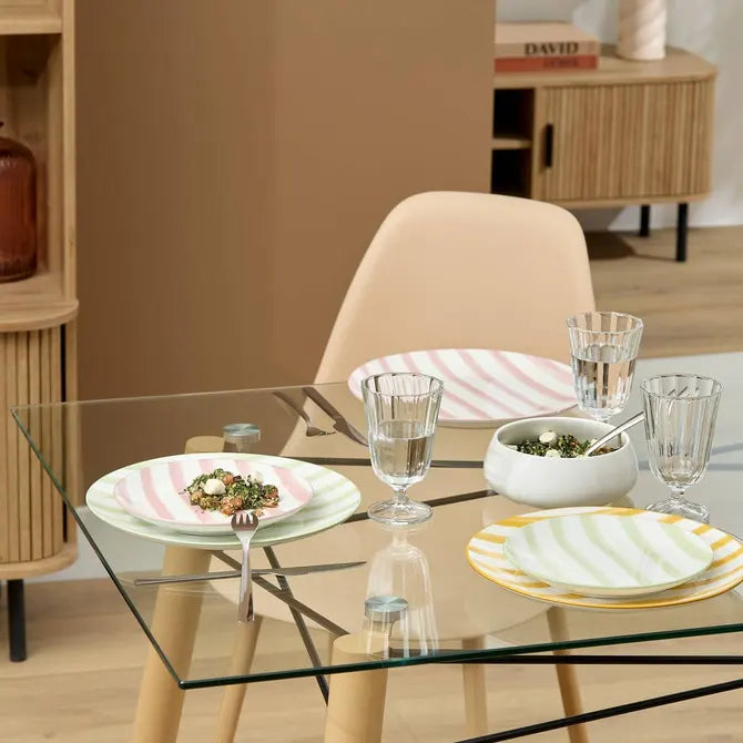 Secret de Gourmet Charlie Plat bord Ø19cm - Set van 6 stuks - Roze/Wit