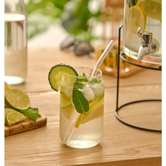 Secret de Gourmet Blikbeker met rietje - Set van 6 stuks - 52cl - Glas