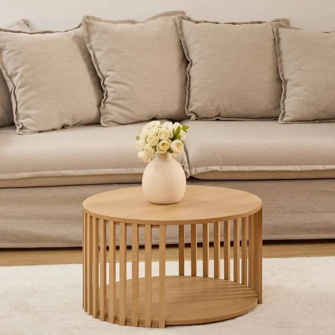 5Five Slat Salontafel - Ø60xH35cm - Beige