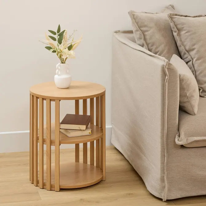 5Five Slat Bijzettafel - Ø40xH48cm - Bruin