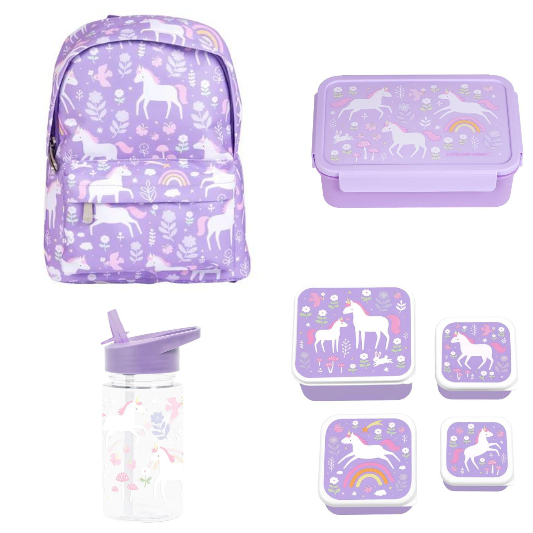 BEAU by Bo A Little Lovely Company Back to school set - Rugzak/Drinkfles/4 Snackdozen/Bentobox - Unicorn Dreams