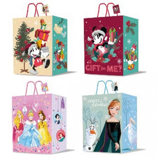 Walt Disney Kerst set van 4 Cadeau zakjes - Cadeau zakje - Kerstmis - Verpakking - Feestverpakking - Geschenktasje Inpakzakje - 4 stuks