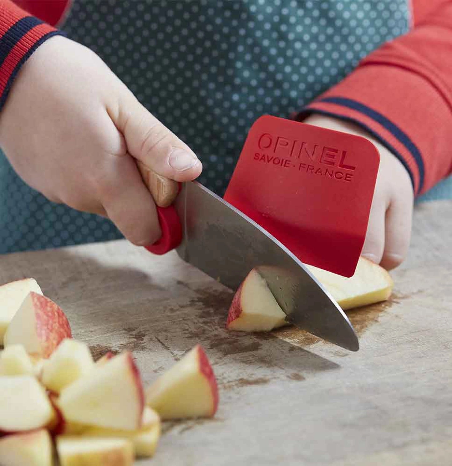 Opinel Le Petit Chef Kinderkeukenset - 3-delig - Kinderkoksmes (11cm), Vingerbeschermer, Dunschiller - Rood