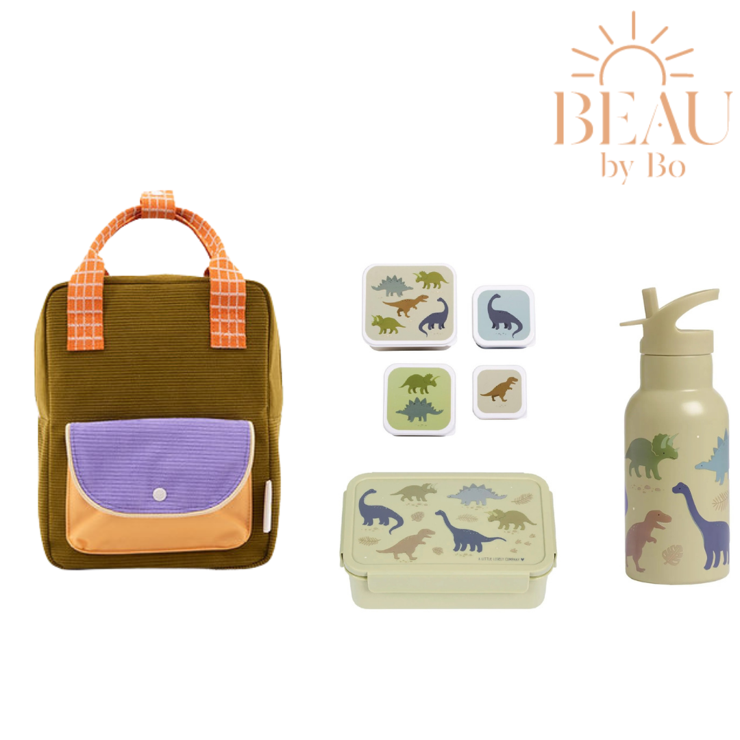 BEAU by Bo Sticky Lemon sac à dos petit + A Little Lovely Company set de rentrée Dinosaures