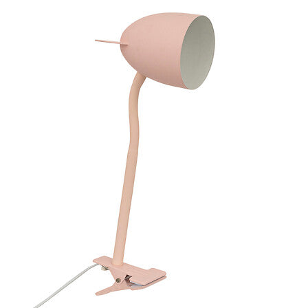 Een tafel vloer lamp in het wit met roze kap van de Baby Pink collectie van Caramella Een tafel vloer lamp in het wit met roze kap van de Baby Pink collectie van Caramella