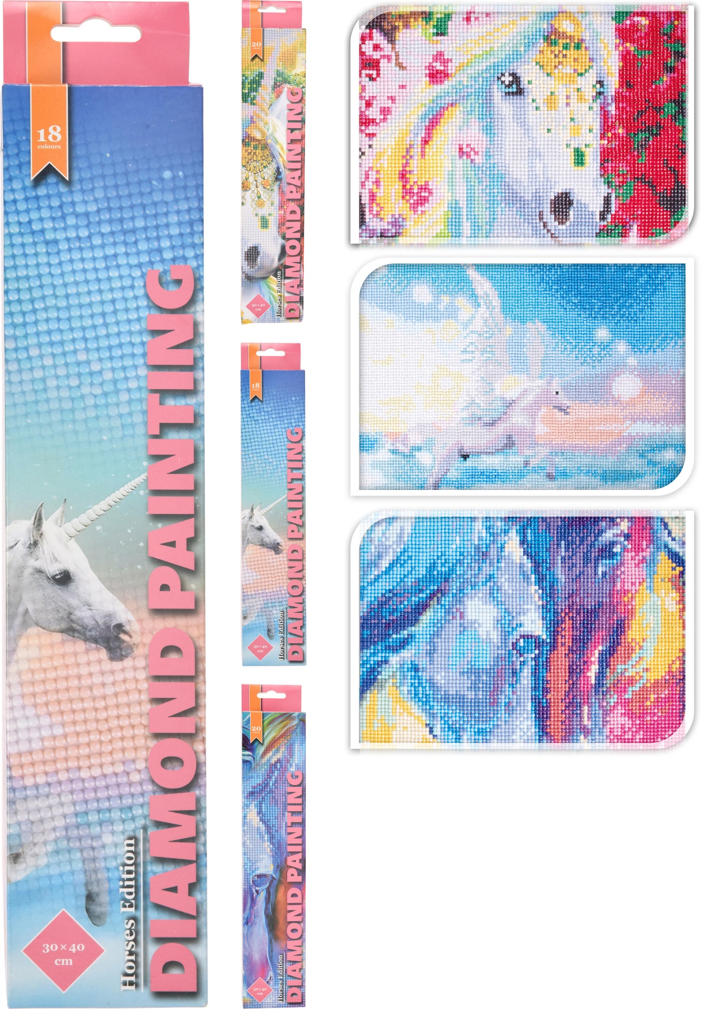 Home & Styling Diamant Painting Unicorn - Set van 3 stuks