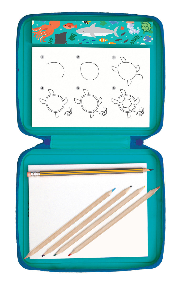 Petit Collage Crafts kit on the go - How to Draw Ocean Life - Geschikt vanaf 5 jaar