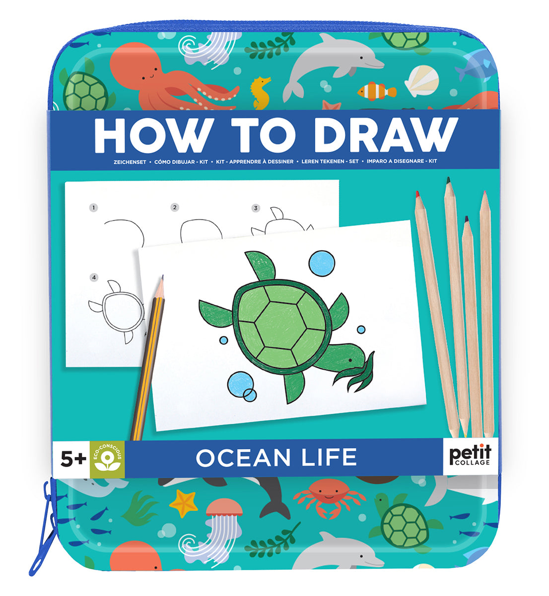 Petit Collage Crafts kit on the go - How to Draw Ocean Life - Geschikt vanaf 5 jaar