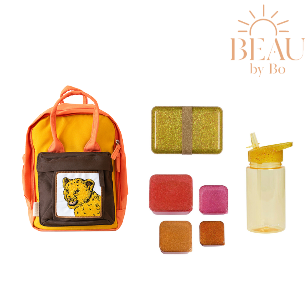 BEAU by Bo MAMBA! Rugzak leeuw + A Little Lovely Company Back to school set Glitter