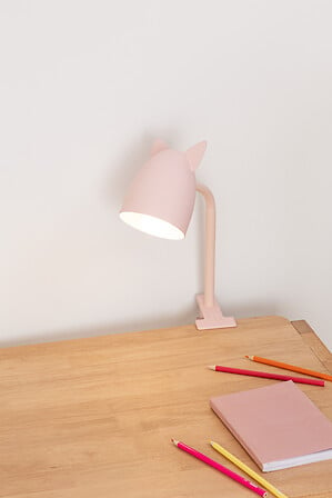 Atmosphera Kids Bureaulamp met oortjes en klem - Roze