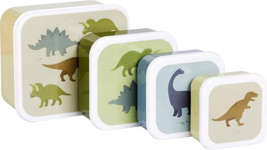 A Little Lovely Company Back to school set - Rugzak/Drinkfles/4 Snackdozen/Bentobox - Dinosaurussen