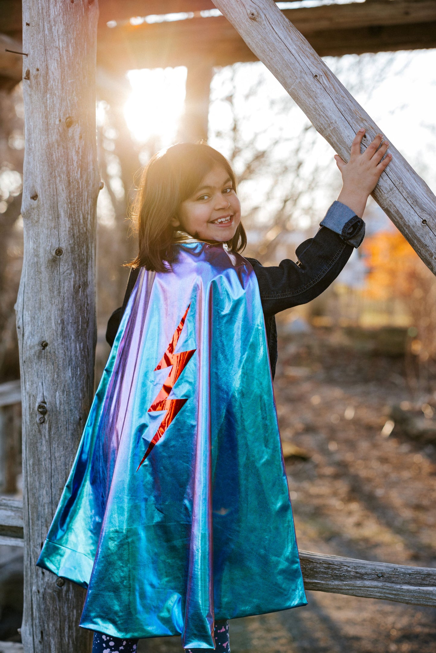 Great Pretenders Fancy Dress Reversible Holographic Lightning Cape - Multi