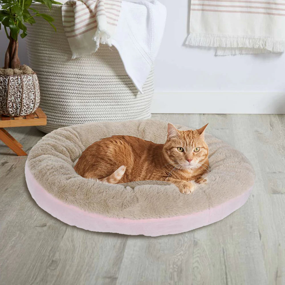 Home & Styling Honden-/Kattenmand Ø55x25cm - Roze/Beige