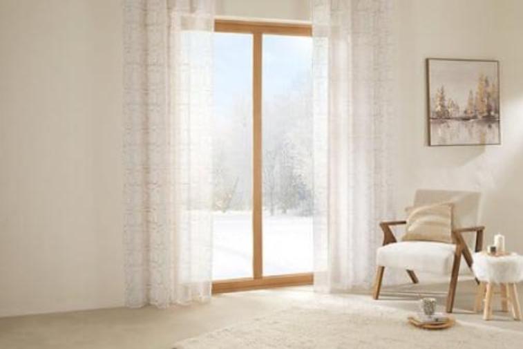 Atmosphera Hania Gordijn bedrukt 140x240cm - Kant en klaar met ringen - Beige