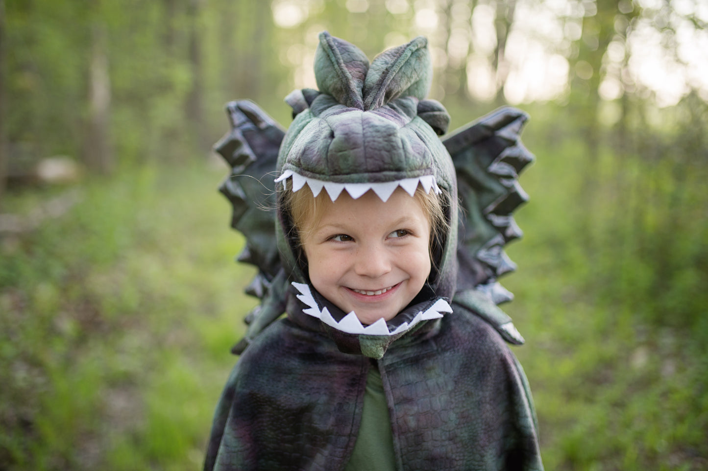 Great Pretenders Verkleedkledij Dilophosaurus cape met klauwen - Groen