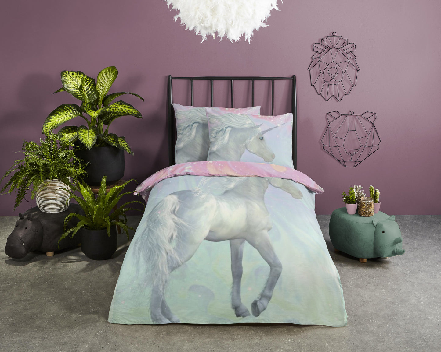 Good Morning Kids Duvet cover Unicorn - 140x220cm + 60x70cm - Cotton - Multi