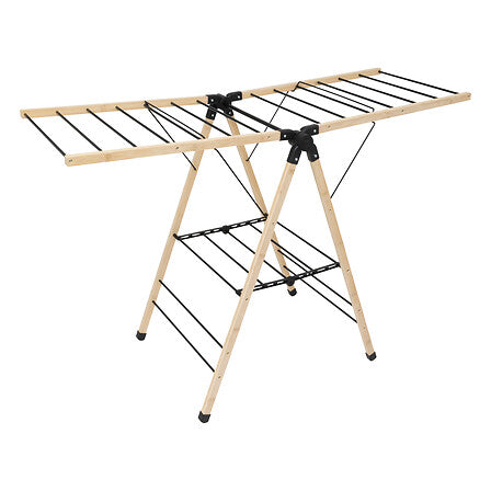 5Five Droogrek Bamboe - 13m - Opvouwbaar - 92x62x137cm - Zwart/Bruin