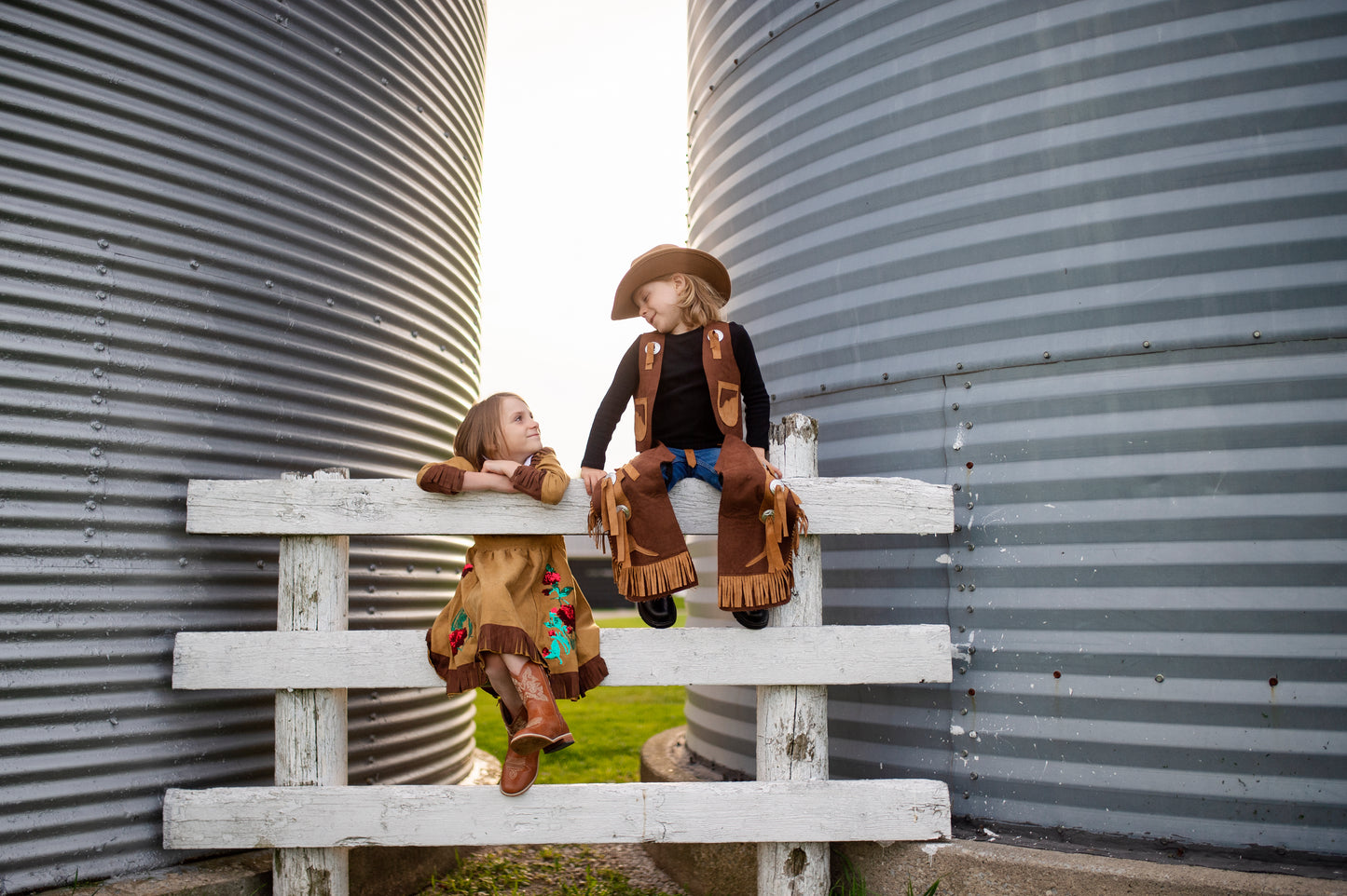 Great Pretenders Verkleedkledij Cowboy vest en beenlappen - Bruin