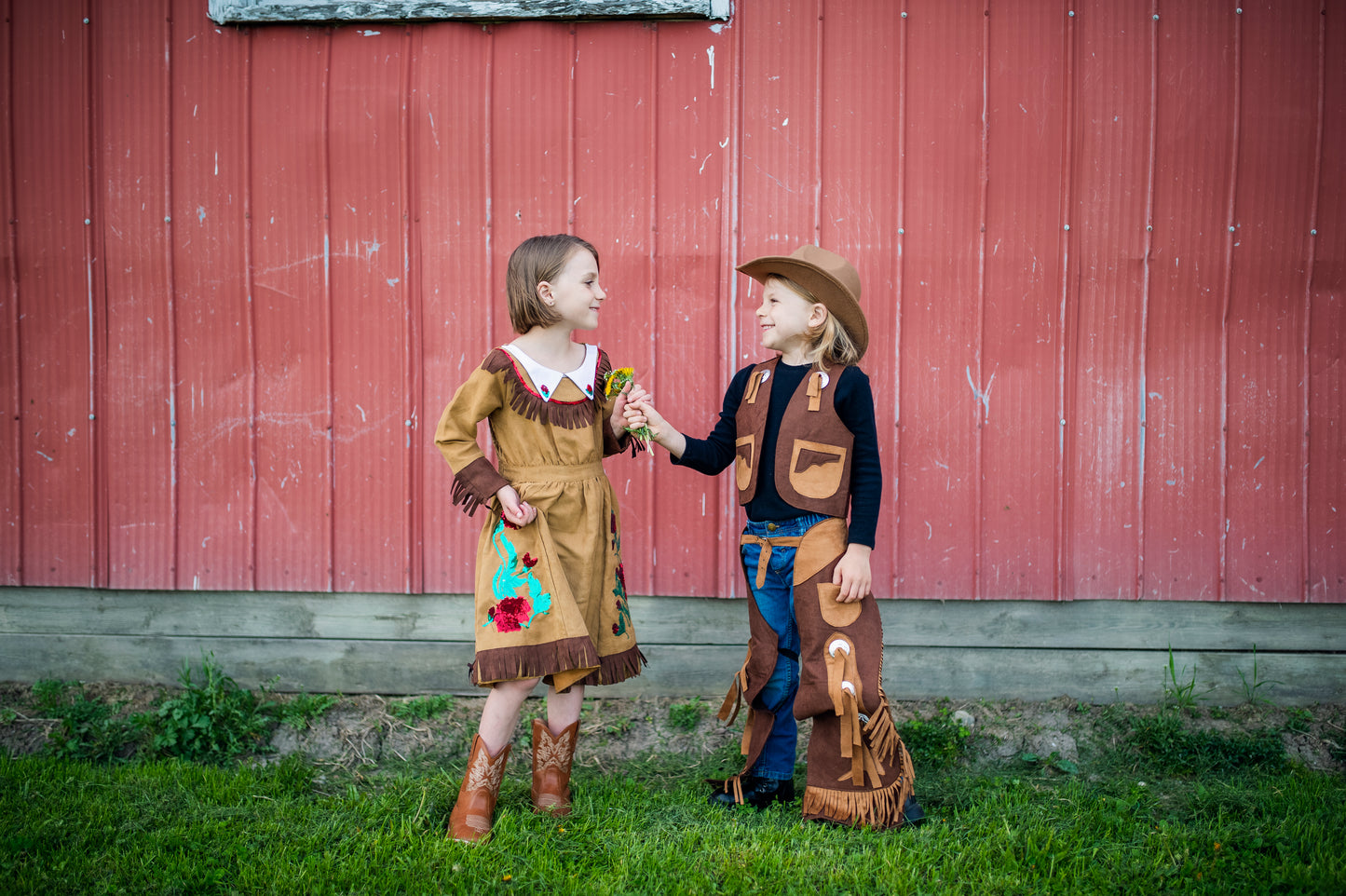 Great Pretenders Verkleedkledij Cowboy vest en beenlappen - Bruin