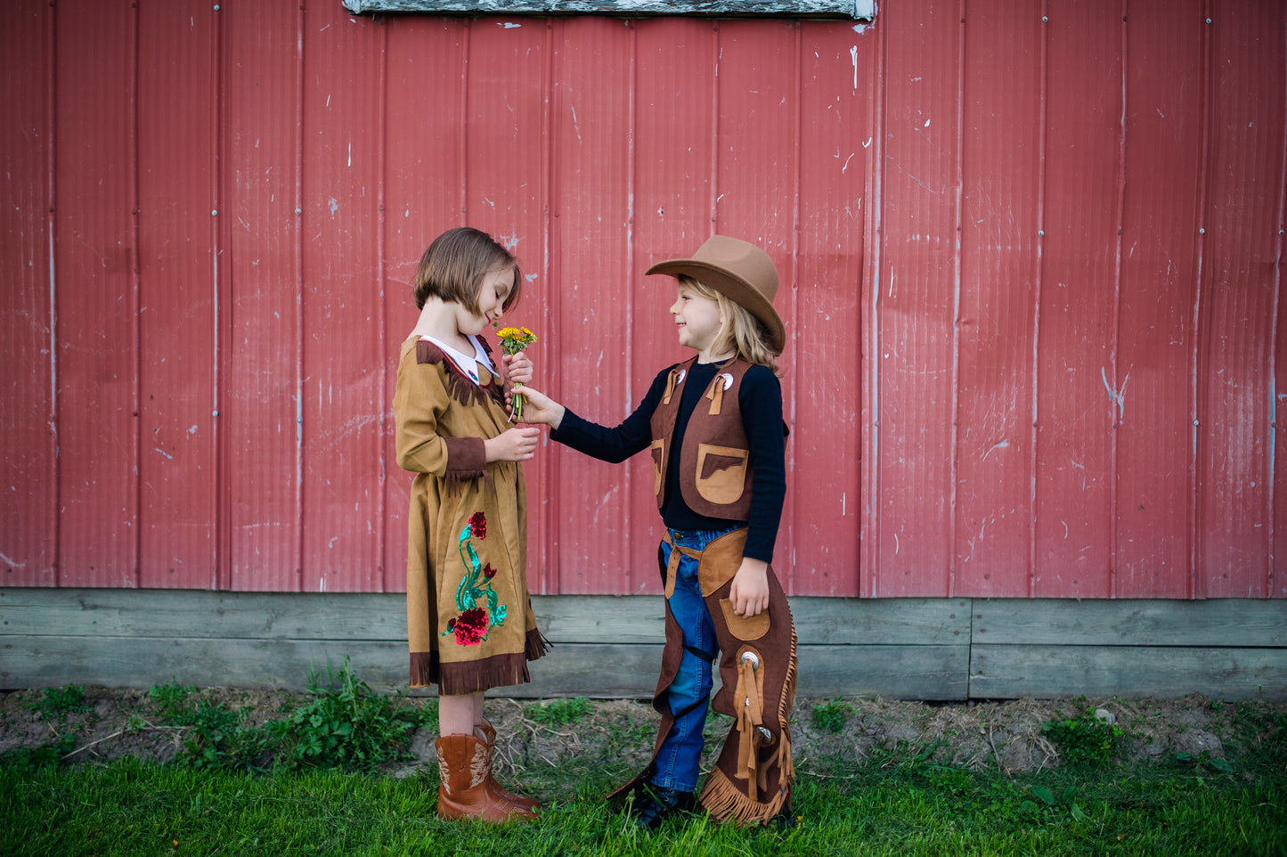 Great Pretenders Verkleedkledij Cowboy vest en beenlappen - Bruin