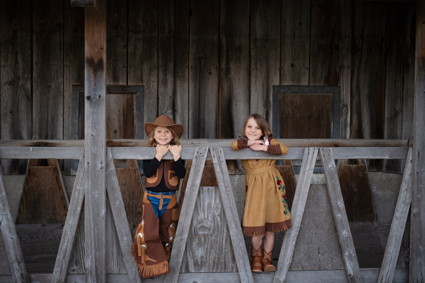 Great Pretenders Verkleedkledij Cowboy vest en beenlappen - Bruin