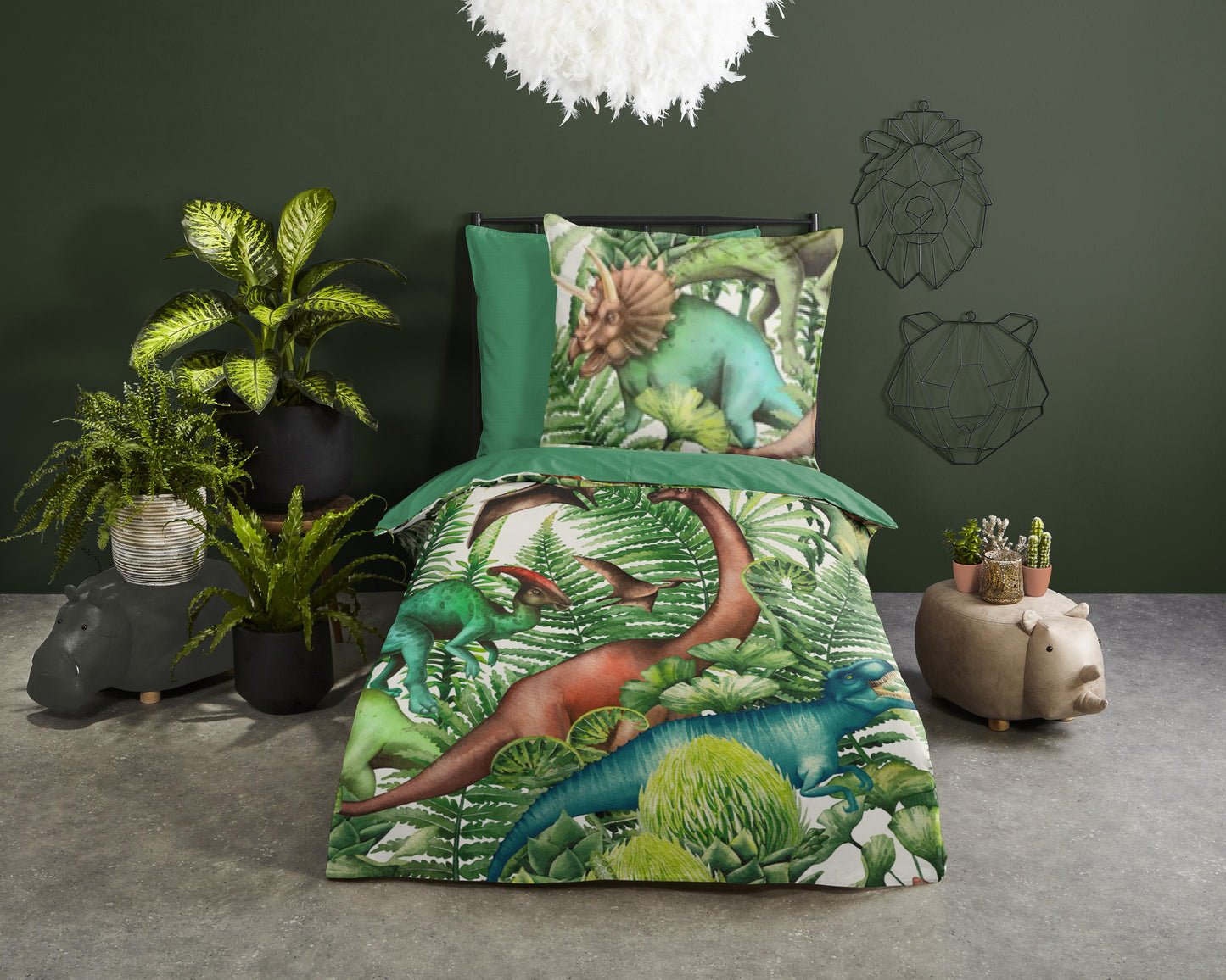 Good Morning Kids Duvet cover Prehistory - 140x220cm + 60x70cm - Cotton - Multi