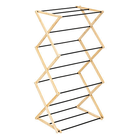 5Five Accordeon Droogrek Bamboe - 7m - Opvouwbaar - 92x62x137cm - Zwart/Bruin