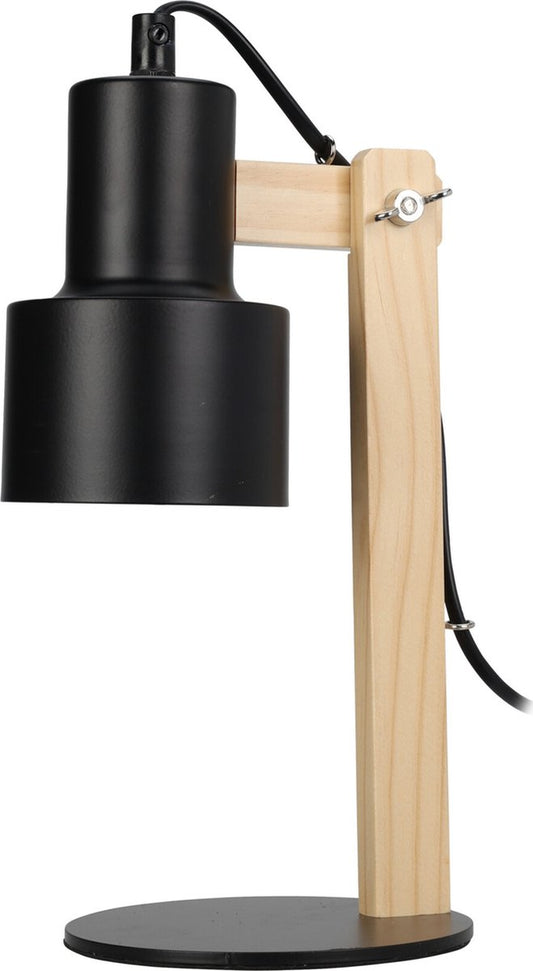 Home &amp; Style Lampe de table avec bois - Noir - E14 - Hors lampe