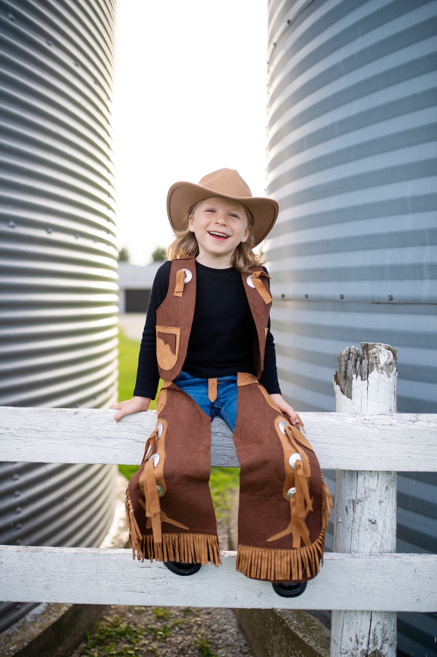 Great Pretenders Verkleedkledij Cowboy vest en beenlappen - Bruin