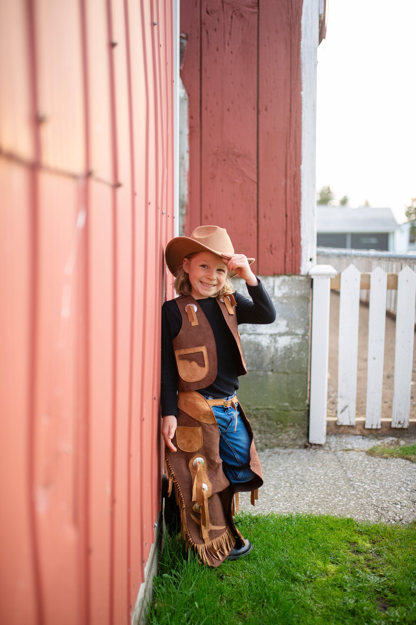 Great Pretenders Verkleedkledij Cowboy vest en beenlappen - Bruin