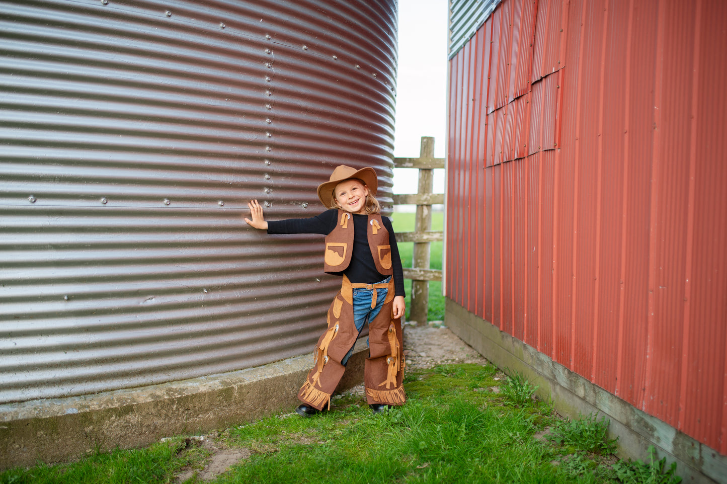 Great Pretenders Verkleedkledij Cowboy vest en beenlappen - Bruin