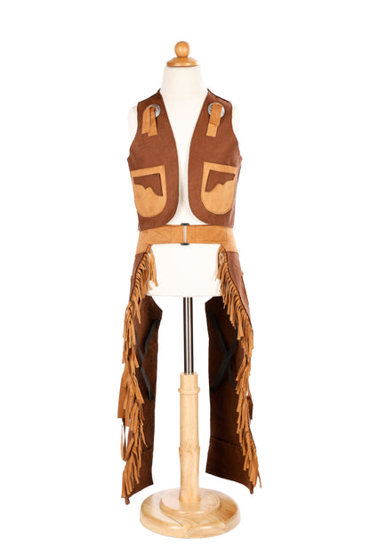 Great Pretenders Verkleedkledij Cowboy vest en beenlappen - Bruin