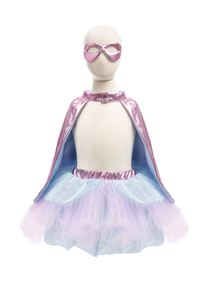 Great Pretenders Verkleedkledij Super-Duper Tutu met cape en masker - Roze/Blauw